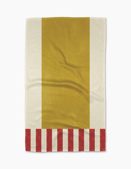 Striped Heart Yellow Tea Towel