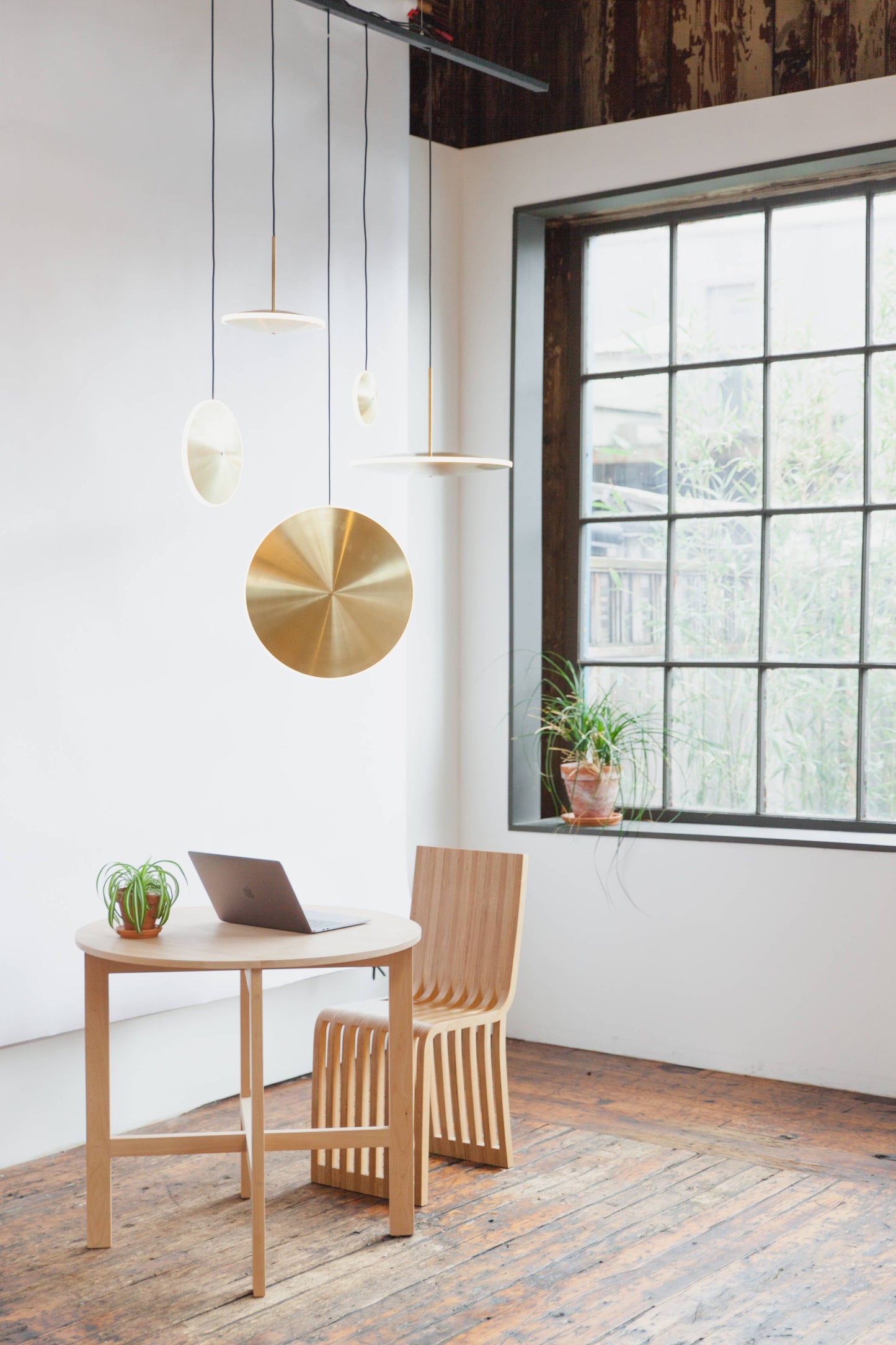 GRAYPANTS Chrona Brass Dish Pendant Lights (Vertical)
