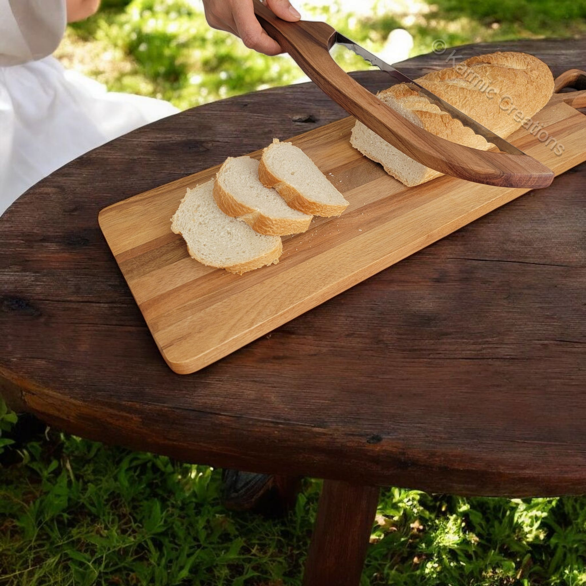 Bread Bow Knife, Serrated Sourdough Wood Handle Bread Knife.: No Engraving
