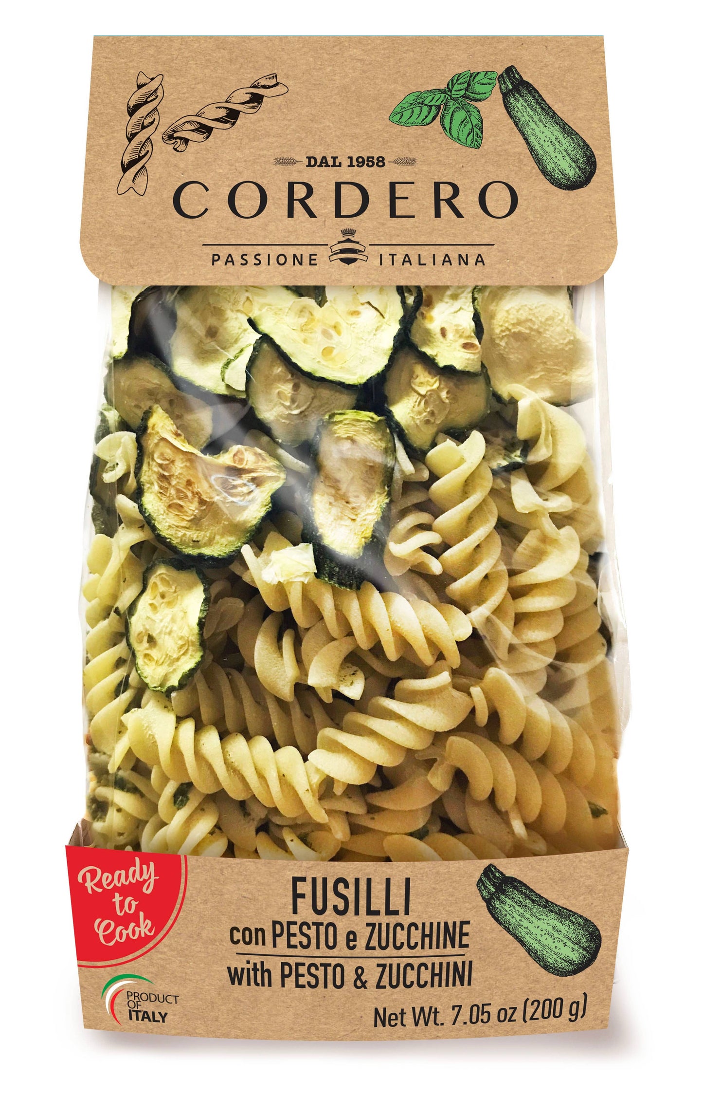 Cordero, Fusilli with Pesto & Zucchini