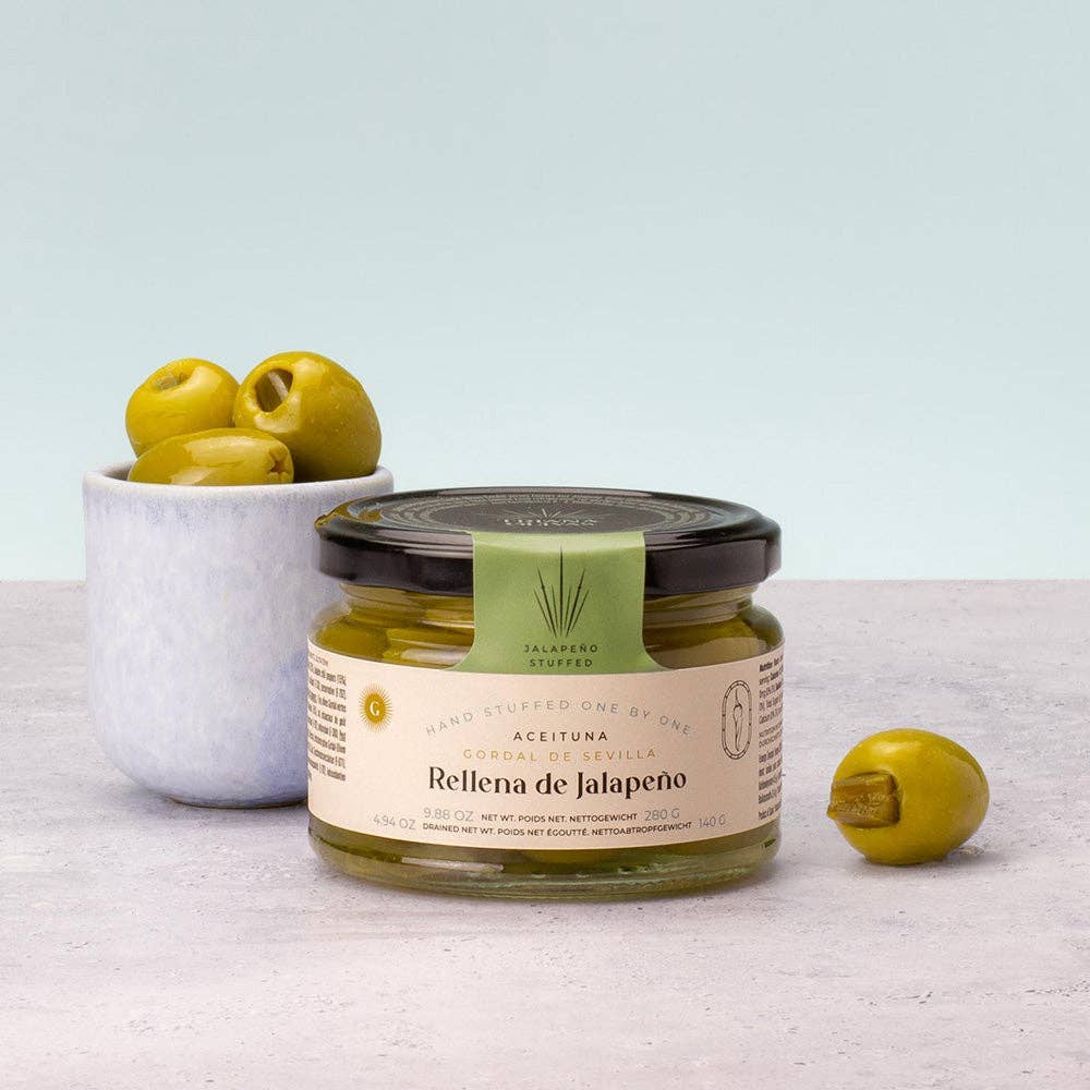 Triana Olivas. Gordal Olives Stuffed with Jalapeno Pepper