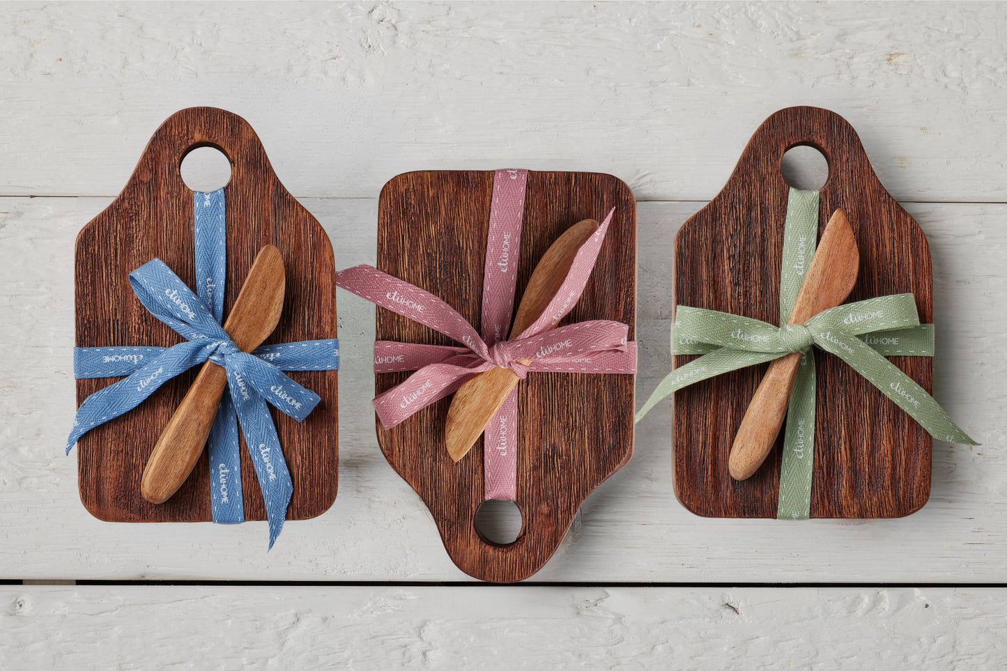 Mini Appetizer Board, Natural, Denim Ribbon