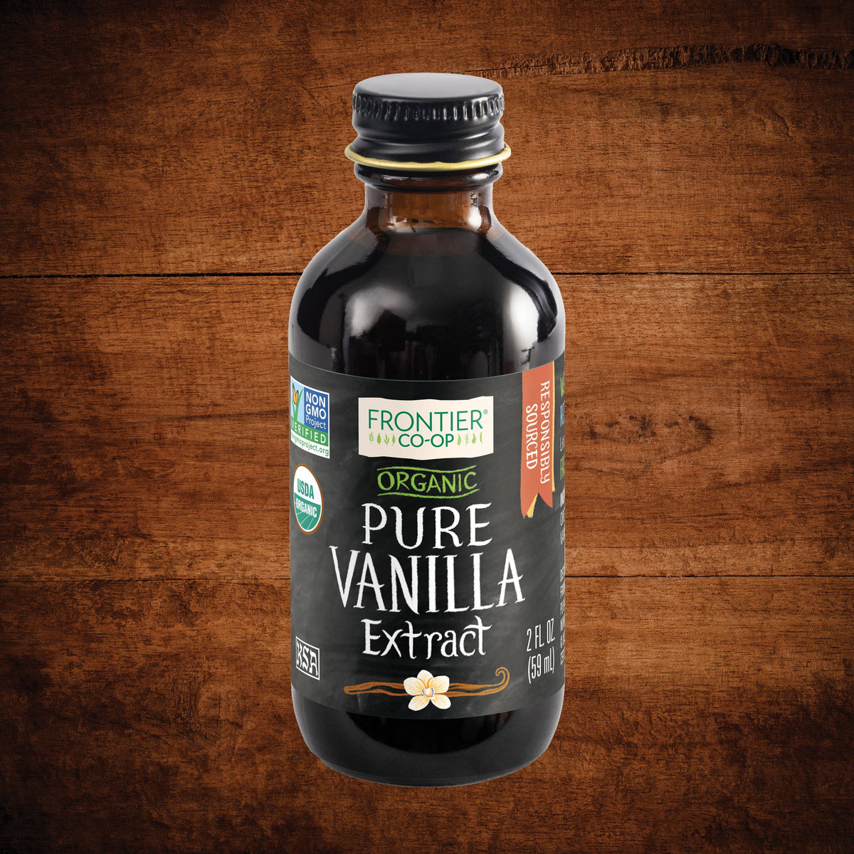 Pure Vanilla Extract, Certified Organic, Kosher 2 Fl. Oz.