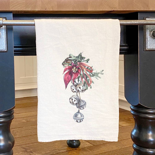 Poinsettia Bells, Christmas Tea Towel