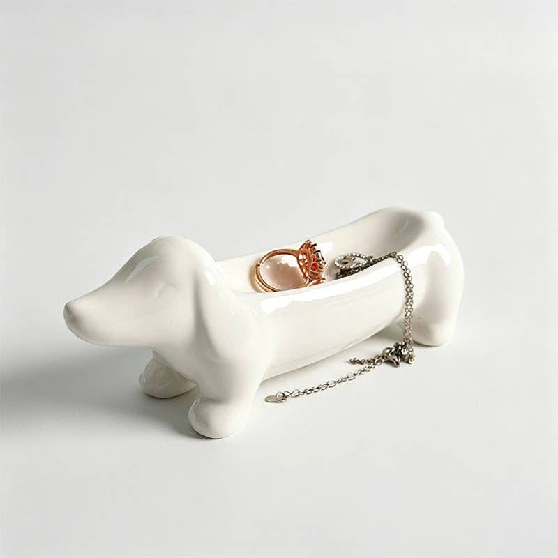 Dachshund‑Shaped Ceramic Tray