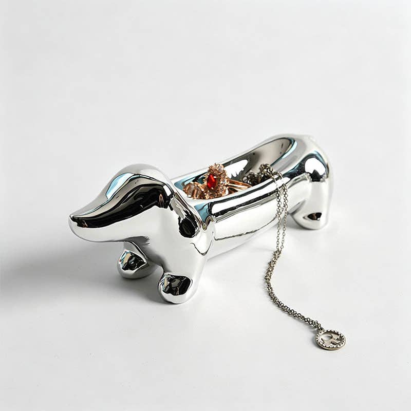 Dachshund‑Shaped Ceramic Tray