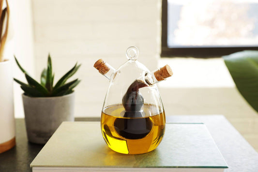 Glass Oil and Vinegar Cruet Dispenser with Handle