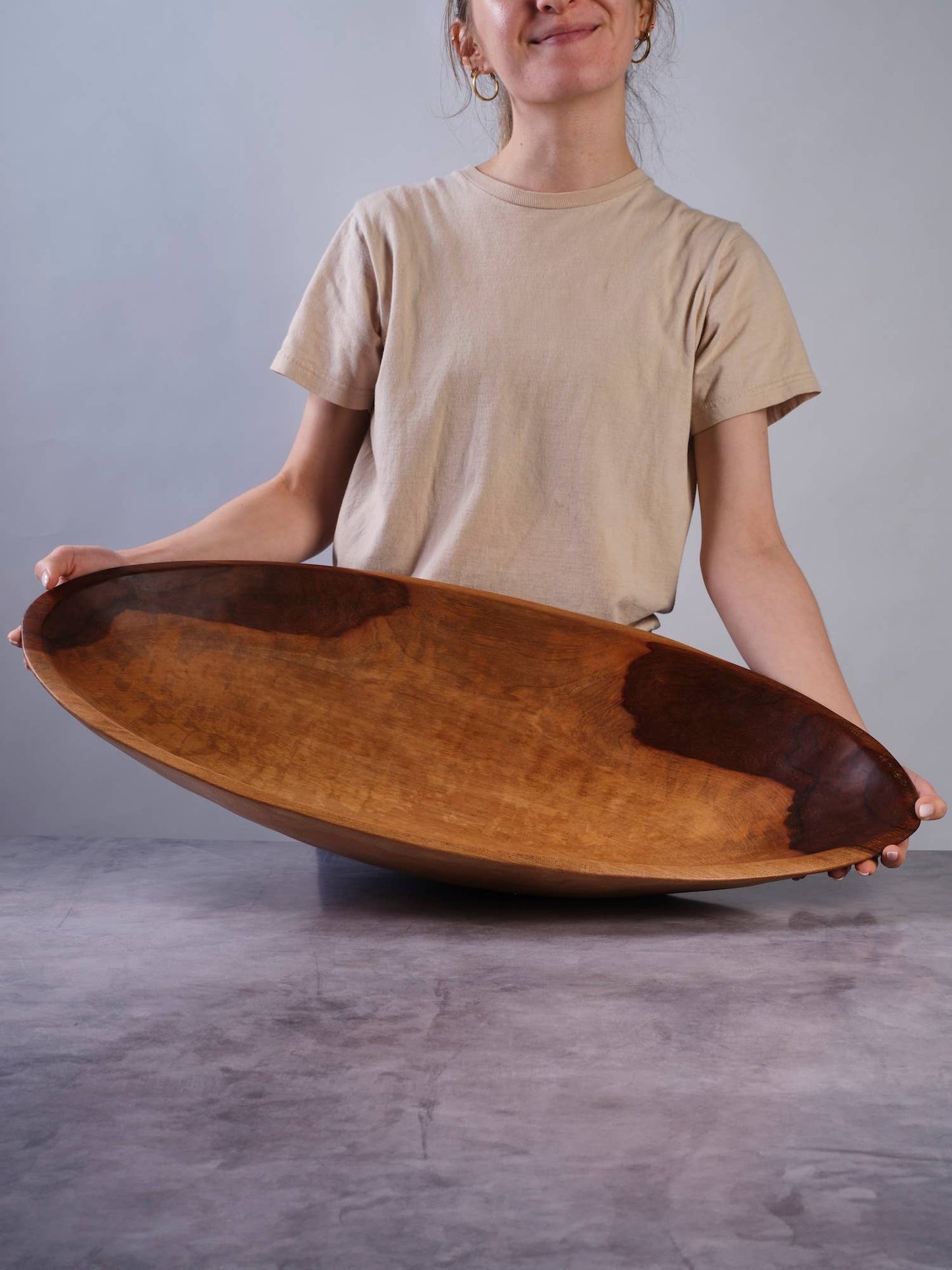 28" Extra Large Oval Wood Bowl, Salad Bowl, Table Decor