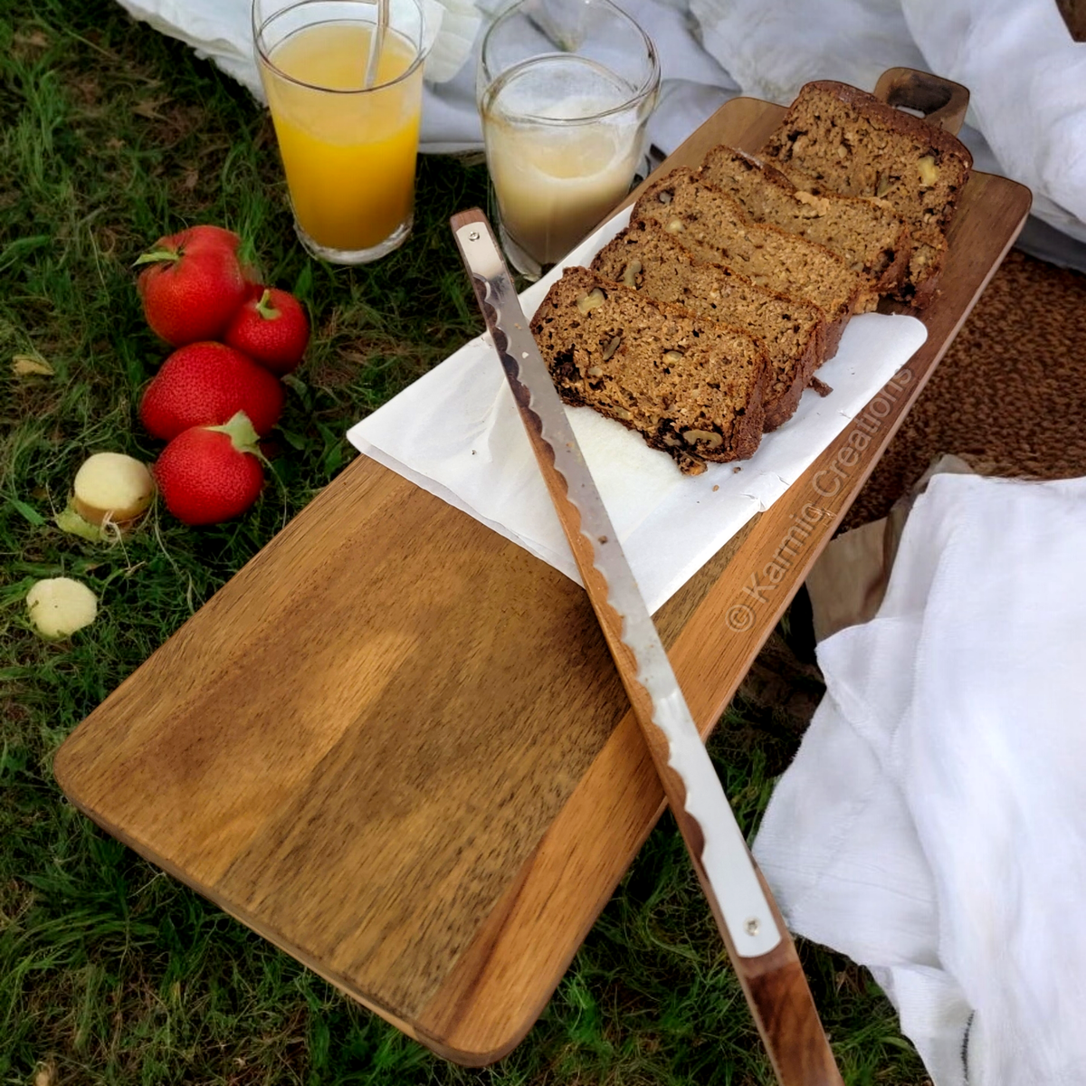 Bread Bow Knife, Serrated Sourdough Wood Handle Bread Knife.: No Engraving