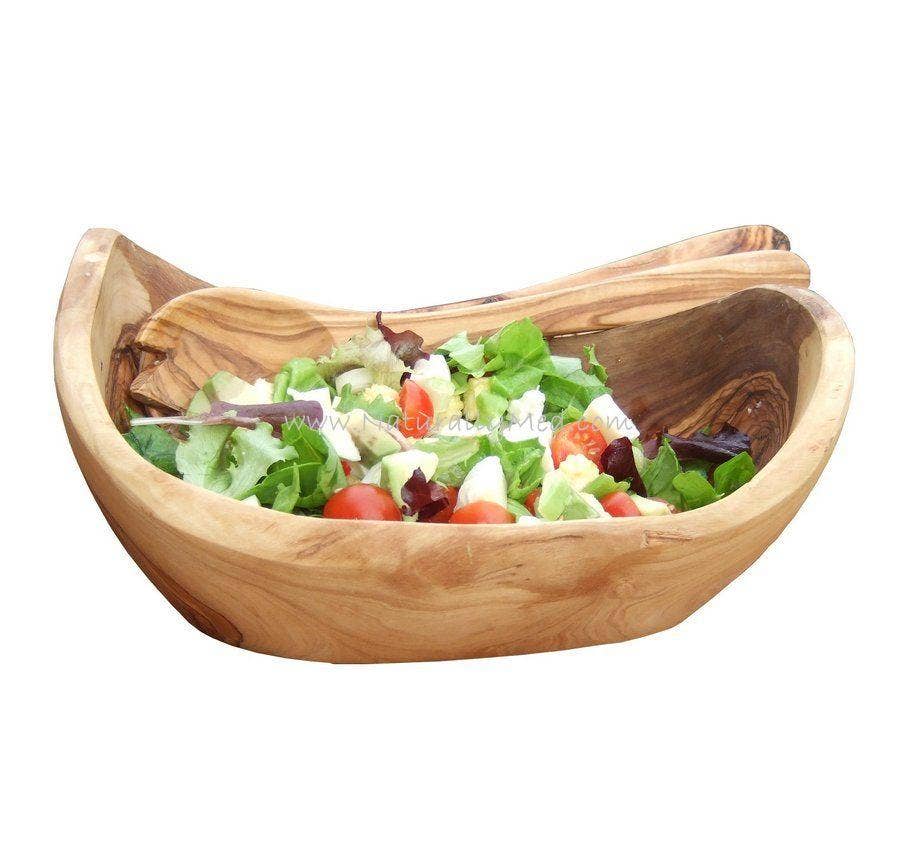 Olive Wood Natural Boat Shaped Fruit / Salad Bowl