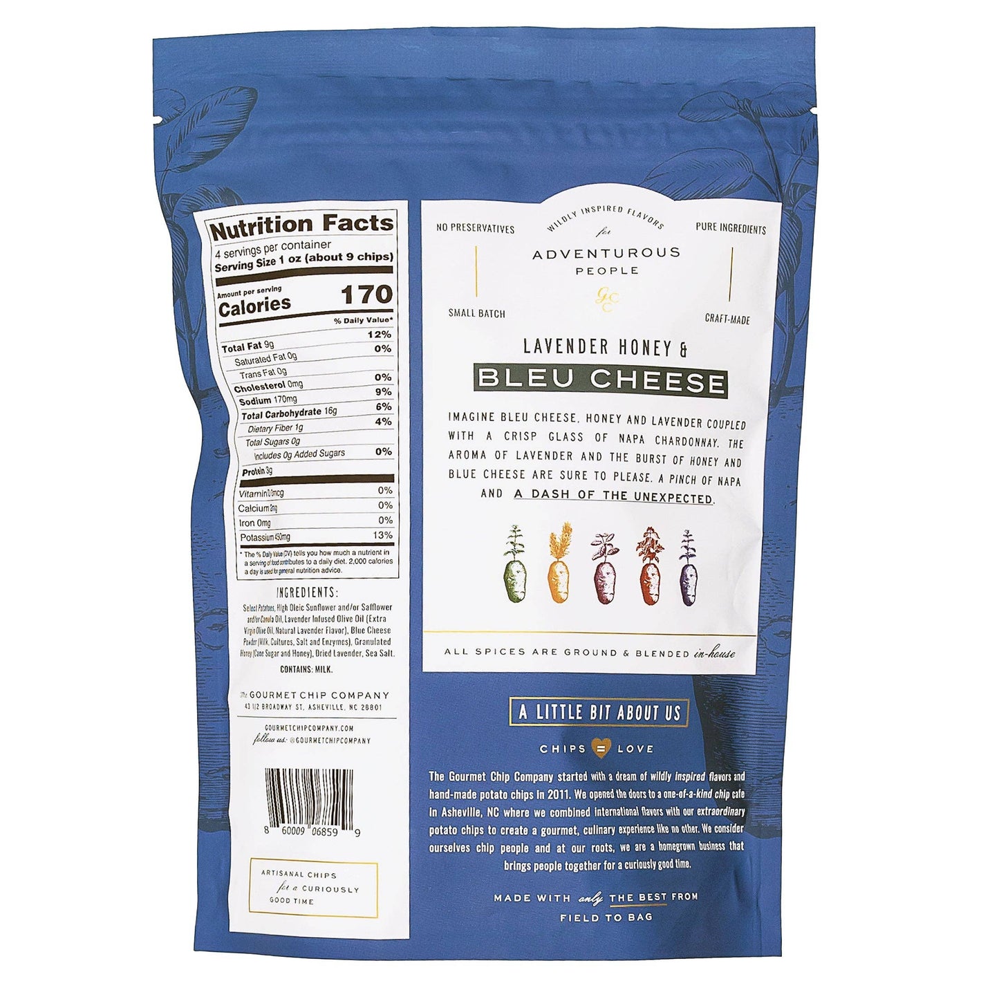 Lavender Honey Blue Cheese Thick Cut Potato Chips - Case of 12