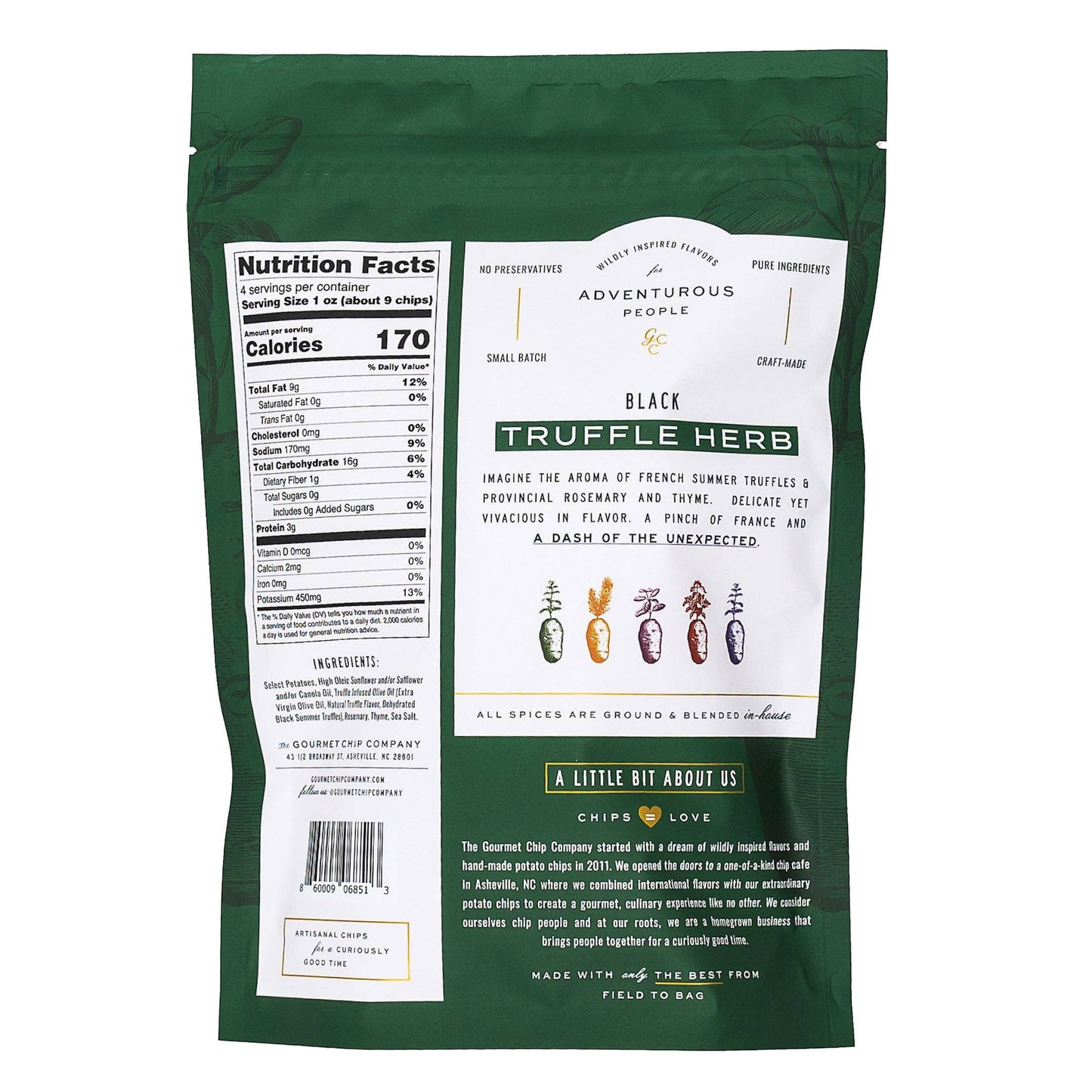 Black Truffle Herb Thick Cut Potato Chips - Case of 12
