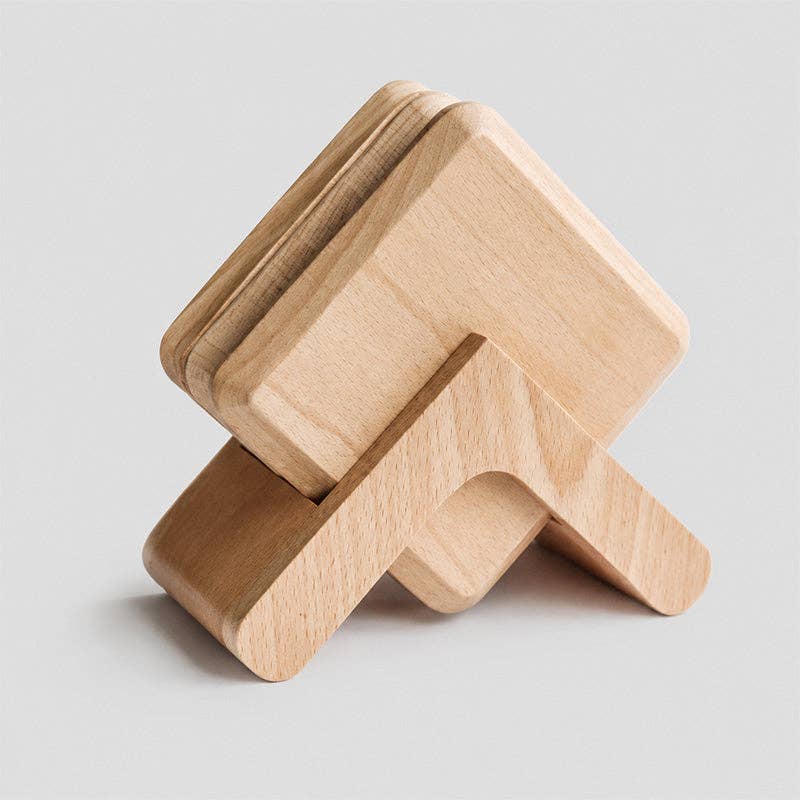 Square Wooden Coaster: Brown / One Size