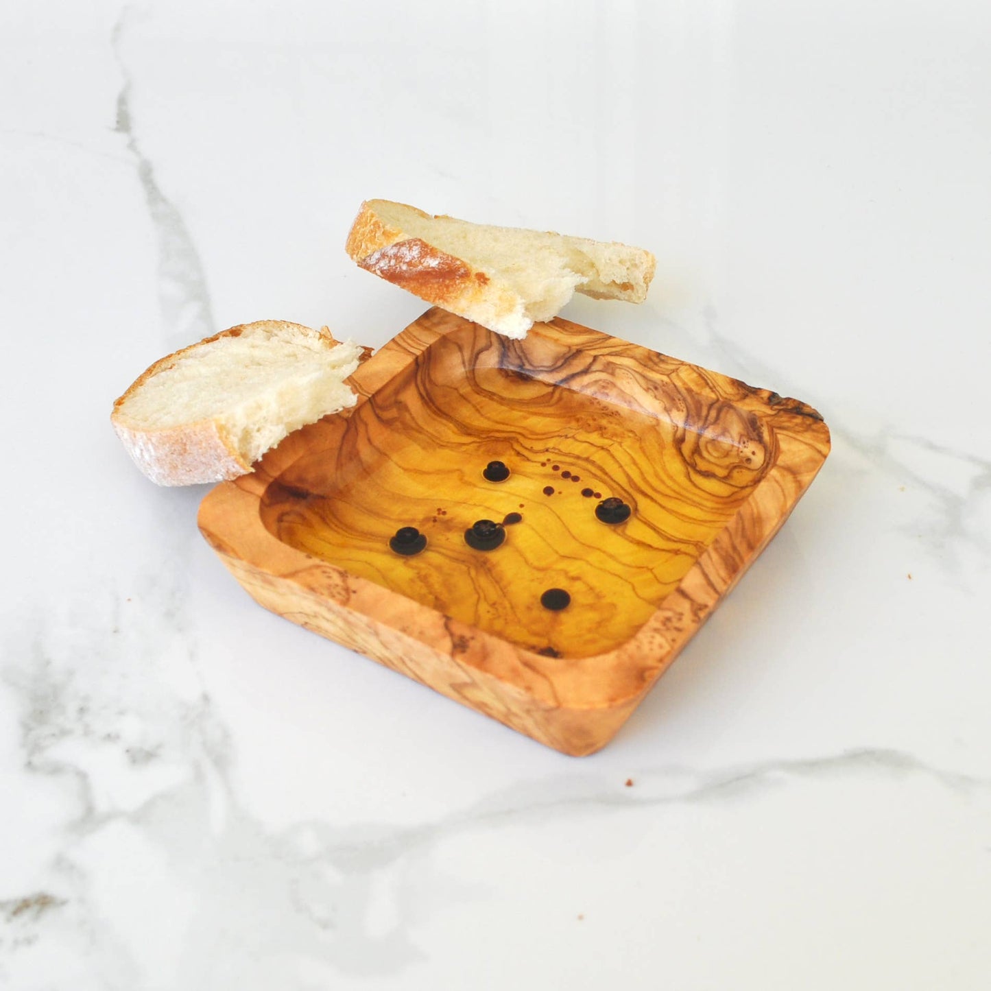 Olive Wood Dipping Bowl, Square, Large, 4.25”