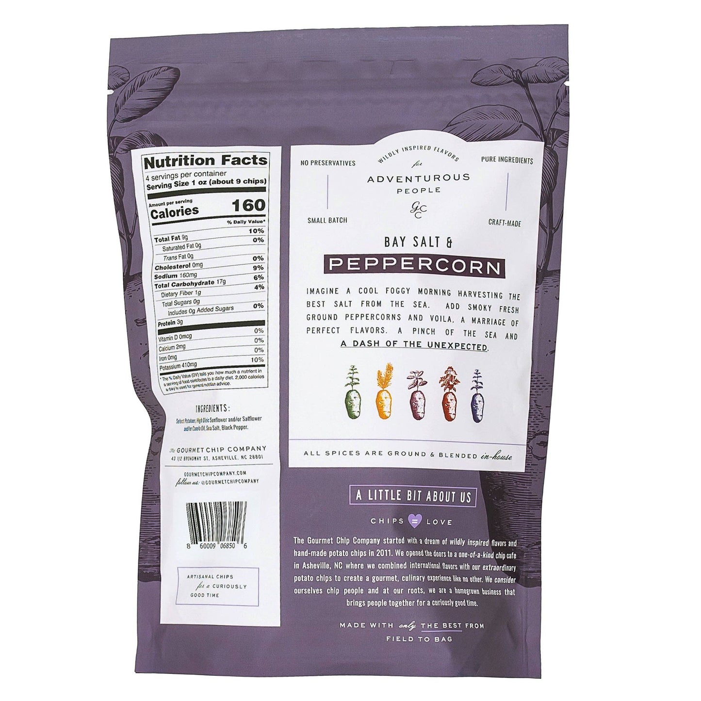 Bay Salt and Peppercorn Thick Cut Potato Chips - Case of 12
