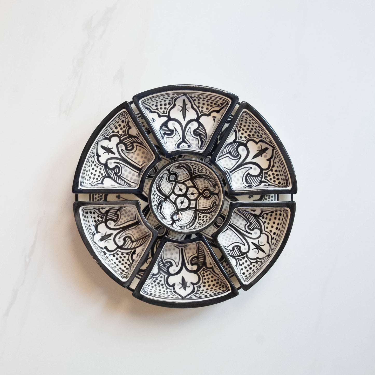 Haqima Handpainted Ceramic Tapas/Chip & Dip Server, Platter