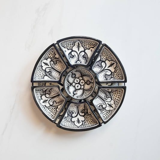 Haqima Handpainted Ceramic Tapas/Chip & Dip Server, Platter