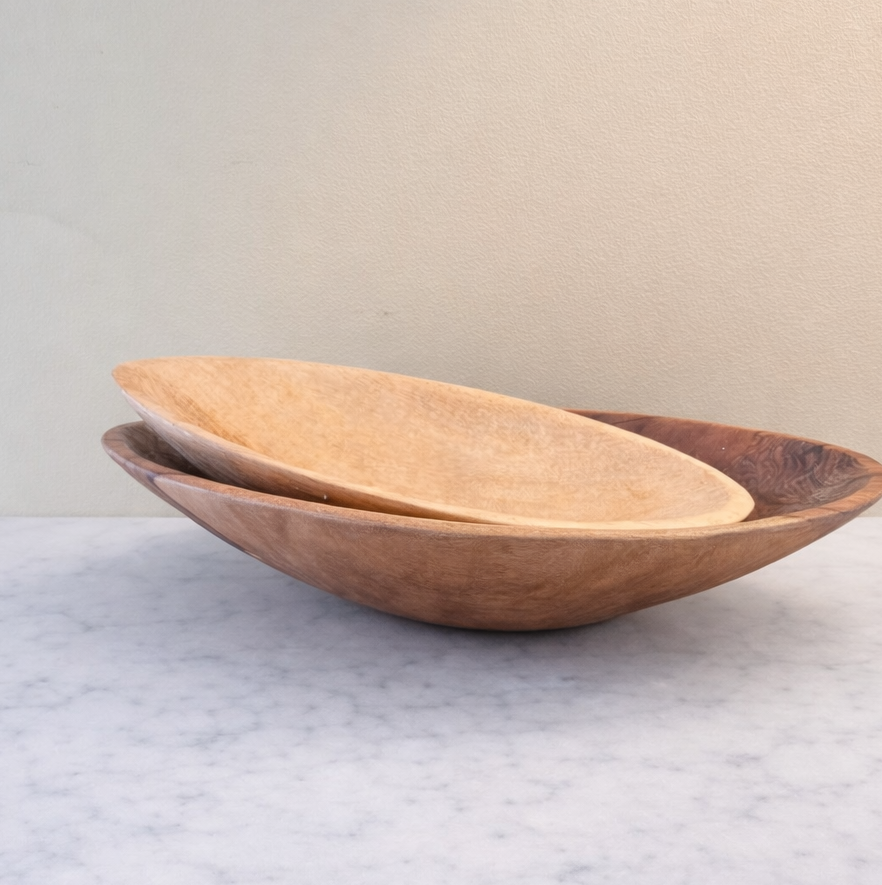 22" Large Oval Wood Bowl, Salad Bowl, Table Decor