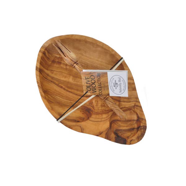 Olive Wood Olive Dish with Olive Stabber Gift Set