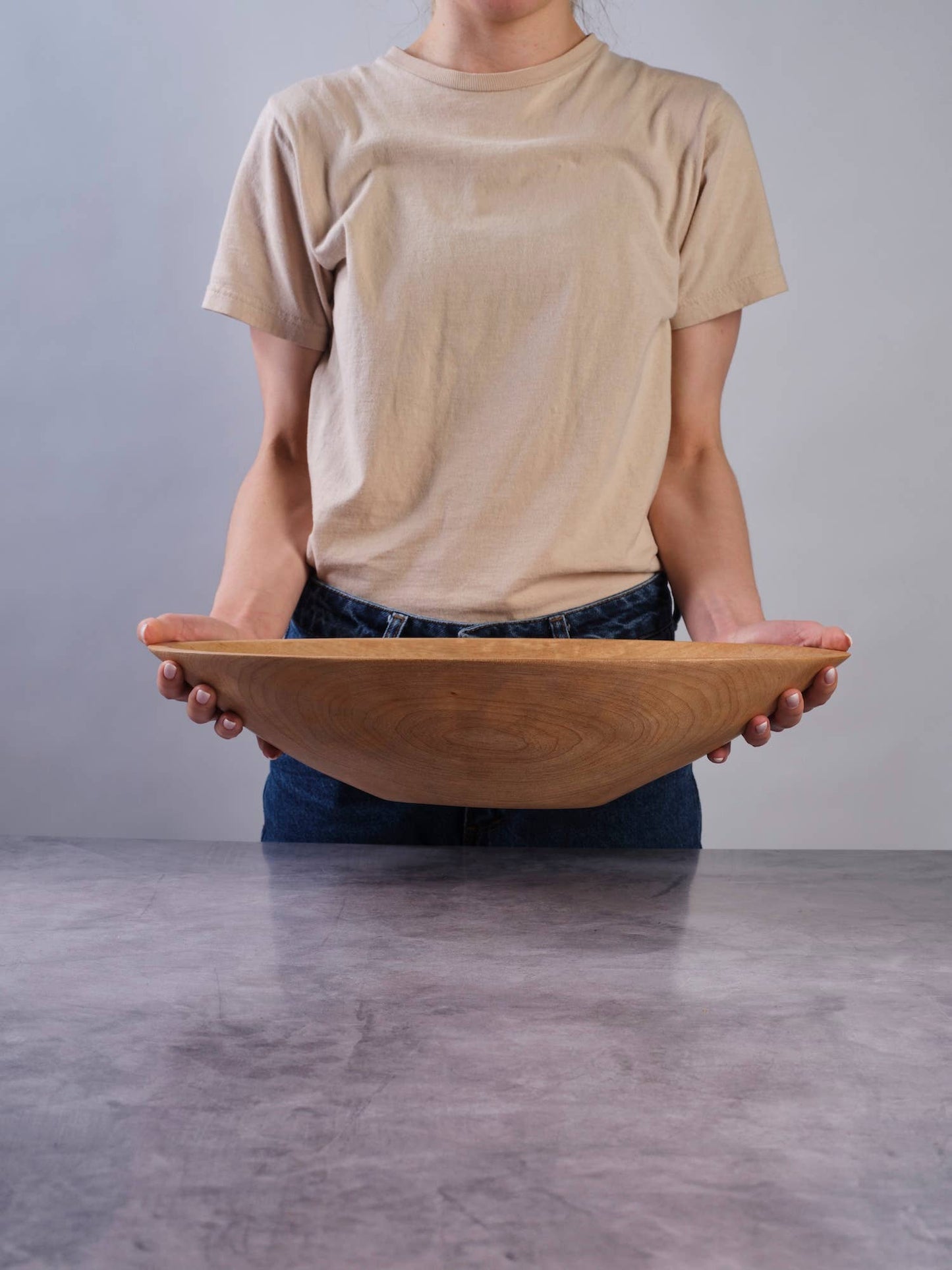 19" Oval Wood Bowl for Salad, Wooden Bowl
