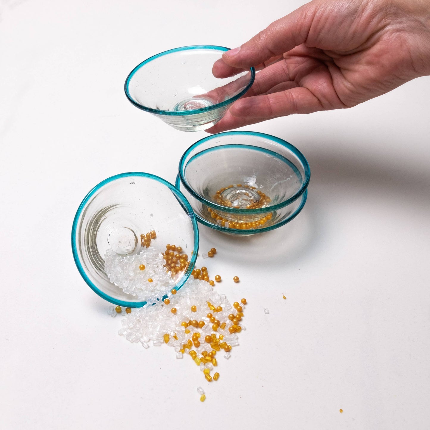 Aqua Rim Tiny Bowl, Spice Bowl, Pinch Bowl