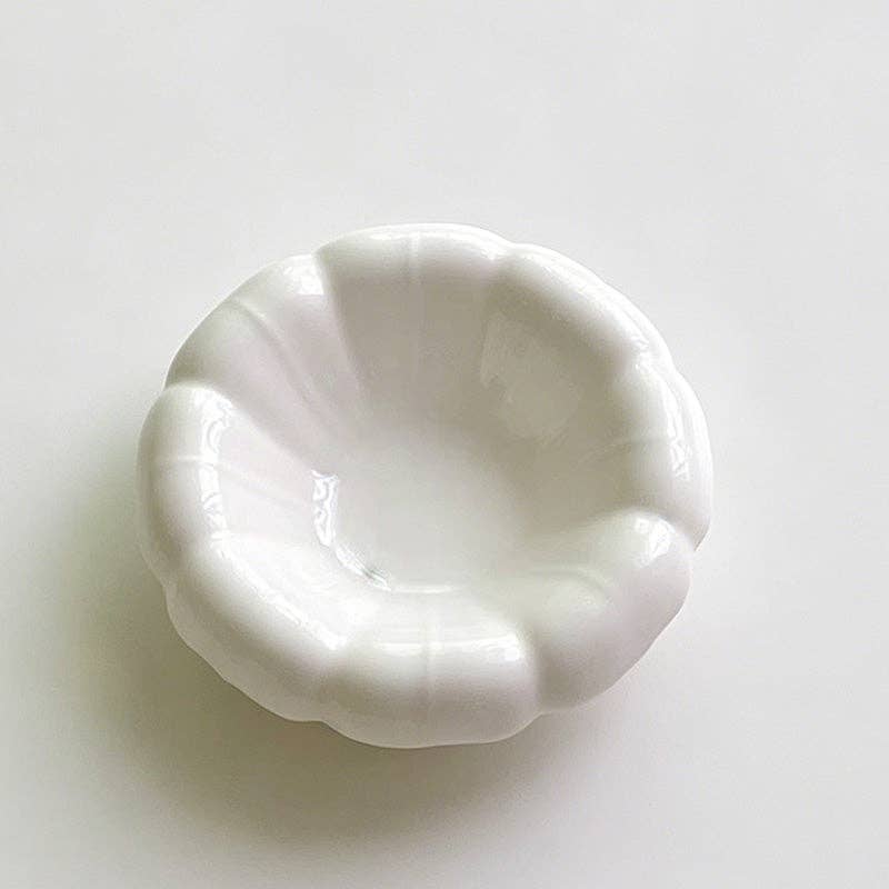 Minimalist Mini Ceramic White Dish: Round / One Size