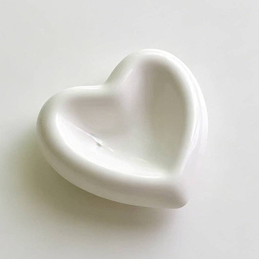 Minimalist Mini Ceramic White Dish: Heart / One Size