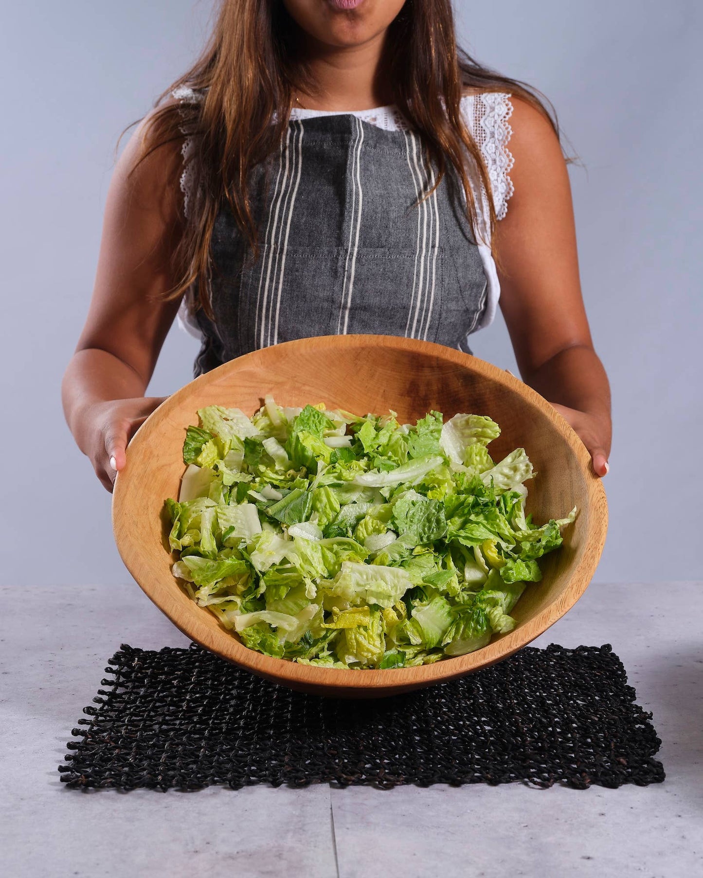 17" Large Classic Round Wood Salad Bowl | Wood Bowl
