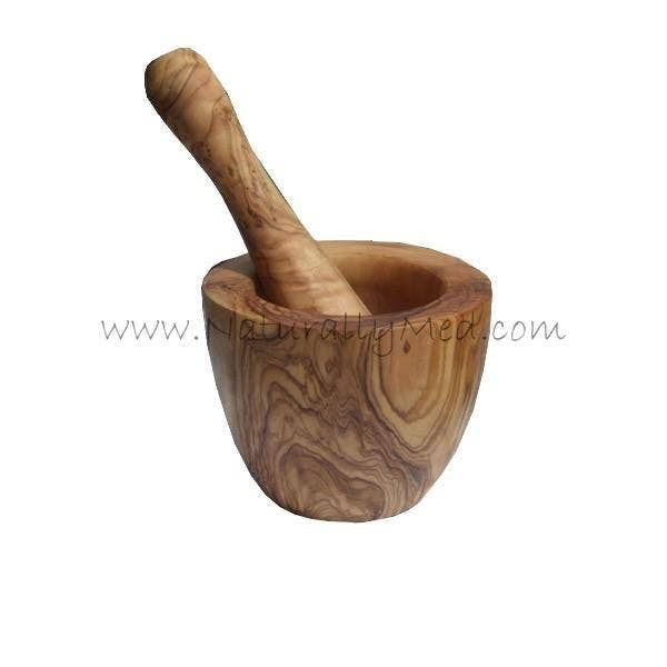 Olive Wood Mortar and Pestle, Smooth Style, 5.5”