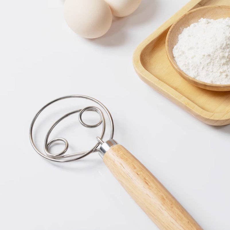 Dough Whisk Wooden Handle: One ring
