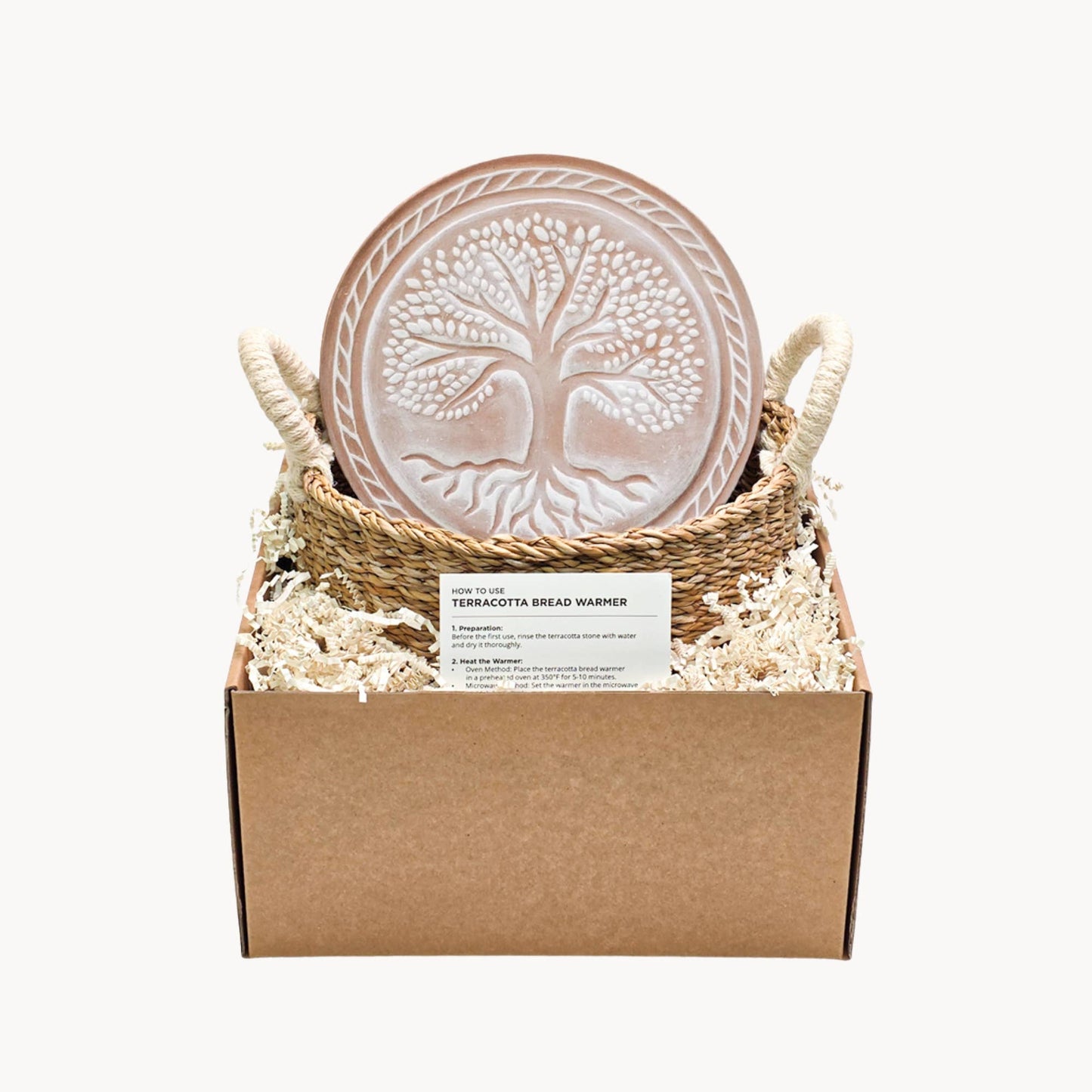Handmade Bread Warmer & Wicker Basket - Tree of Life Round