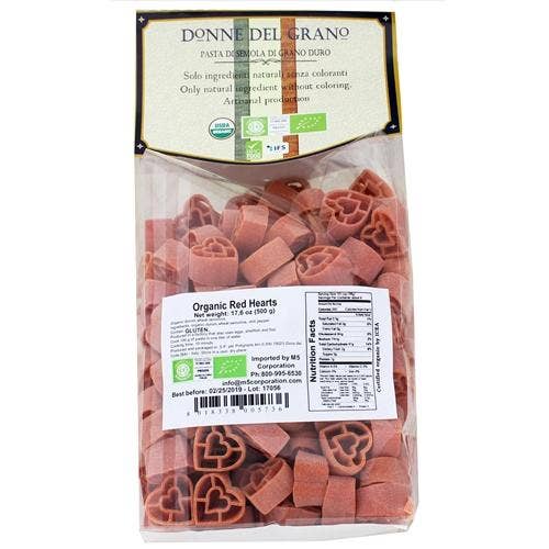 Organic Red Hearts Colored Pasta, 17.6oz