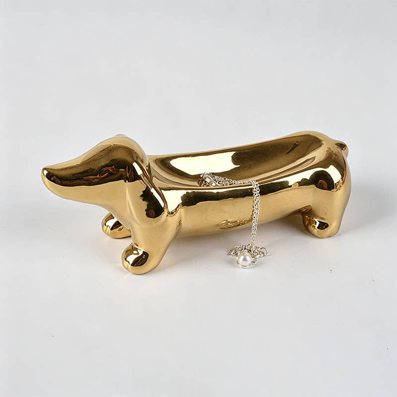 Dachshund‑Shaped Ceramic Tray
