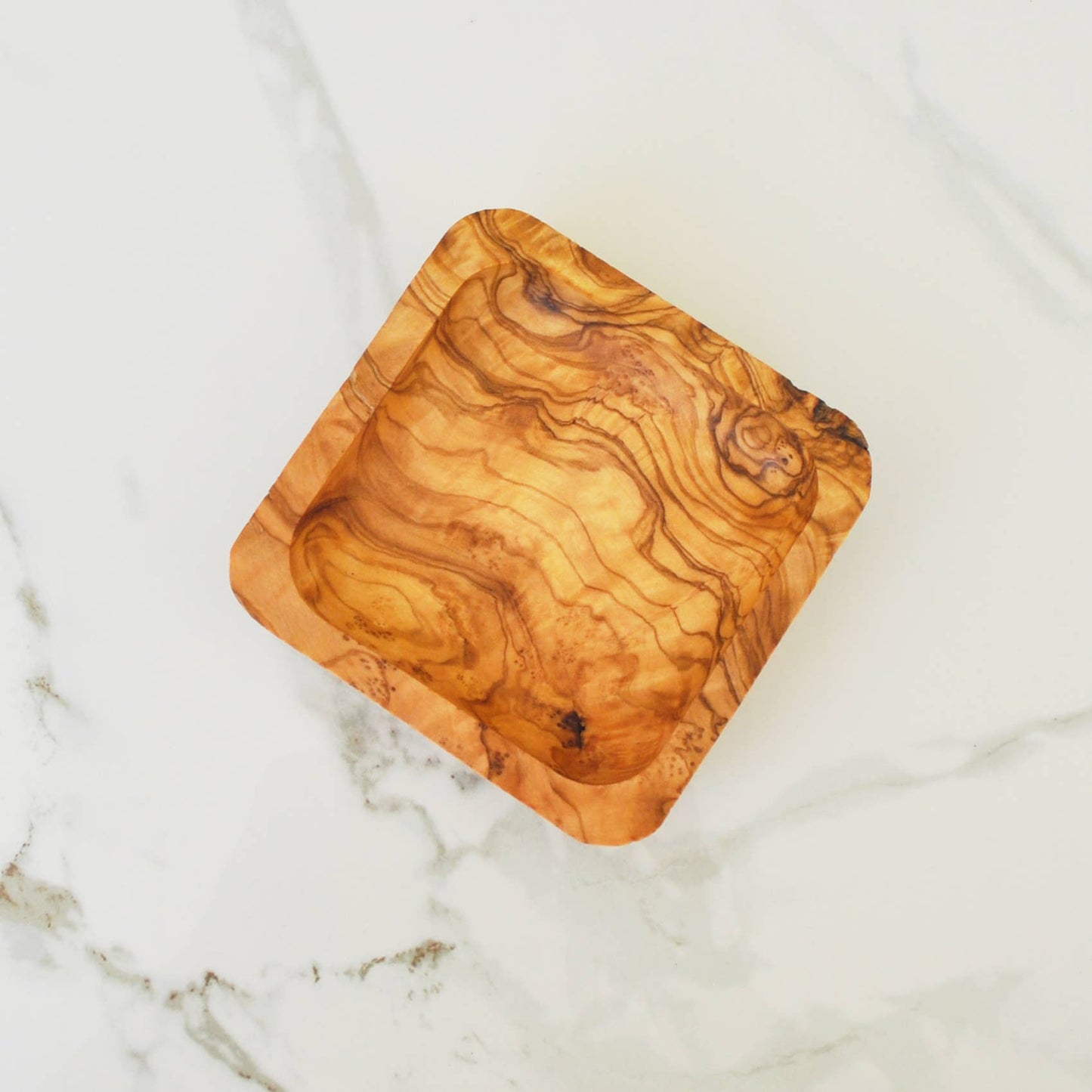 Olive Wood Dipping Bowl, Square, Large, 4.25”