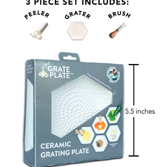 Grater Plate with Peeler and Brush, Charcoal