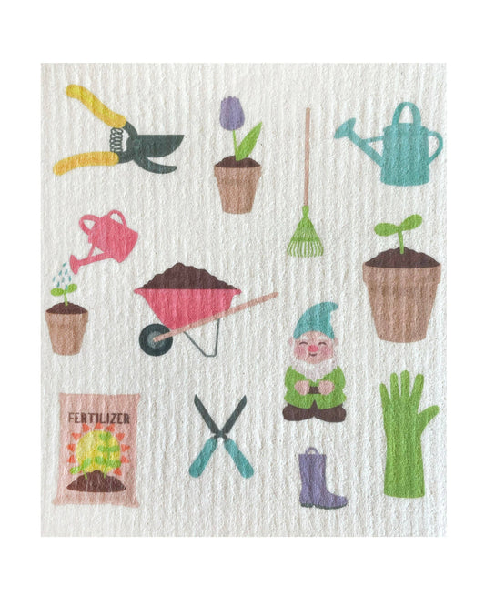 Garden with Gnome Swedish Sponge Cloth