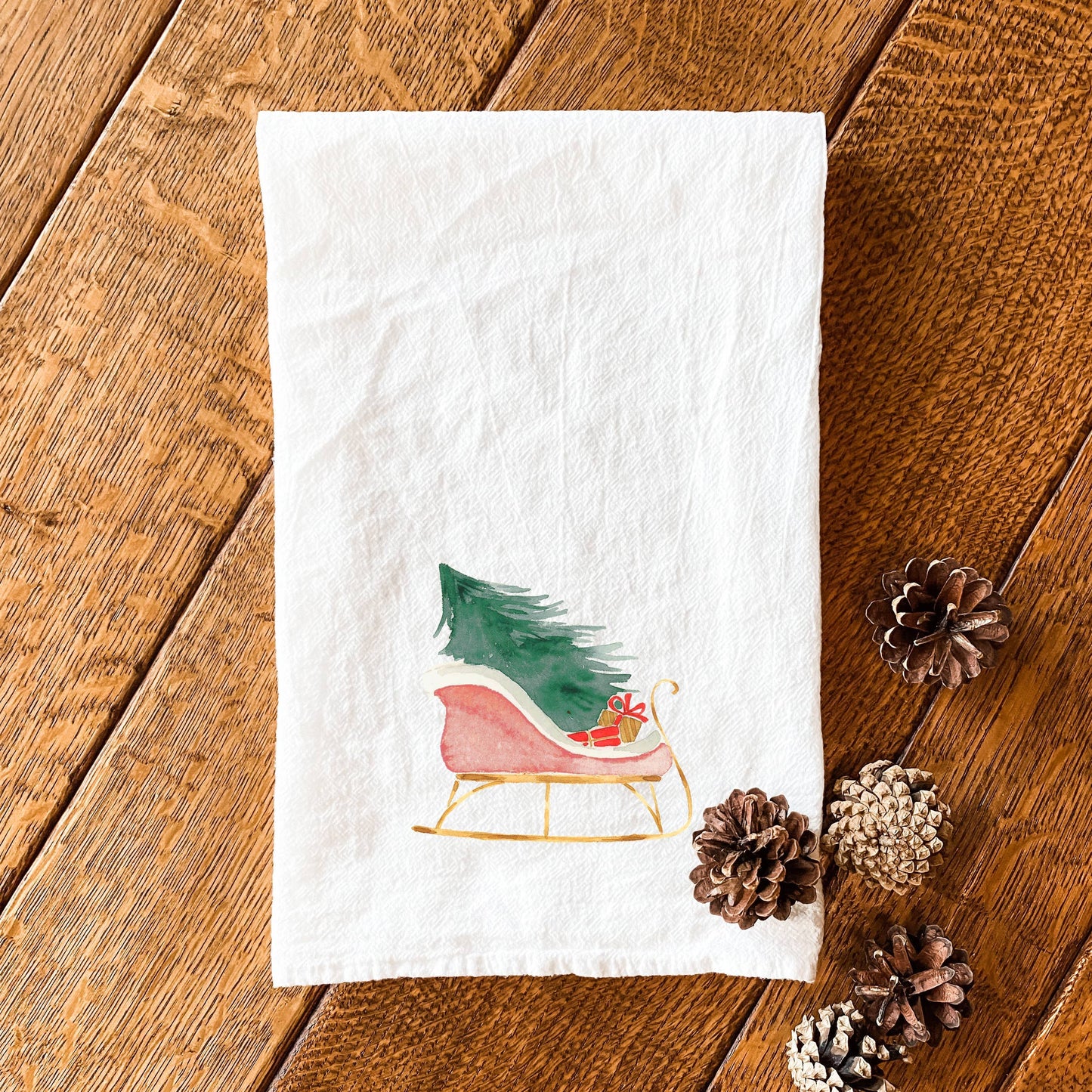Christmas Sleigh Cotton Tea Towel