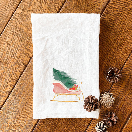 Christmas Sleigh, Cotton Tea Towel