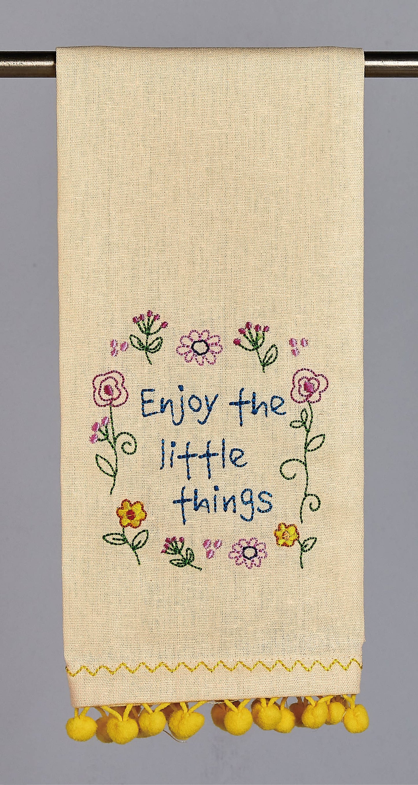Enjoy The Little Things with Pompoms Kitchen Towel