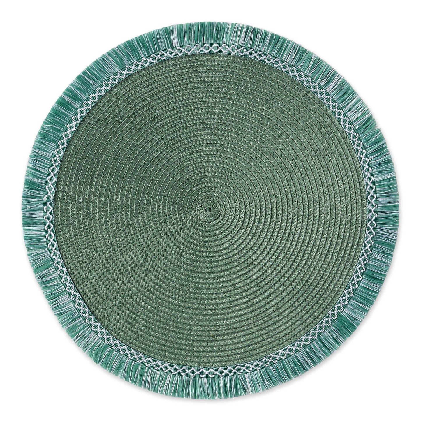Monstera Green Round Fringed Placemat
