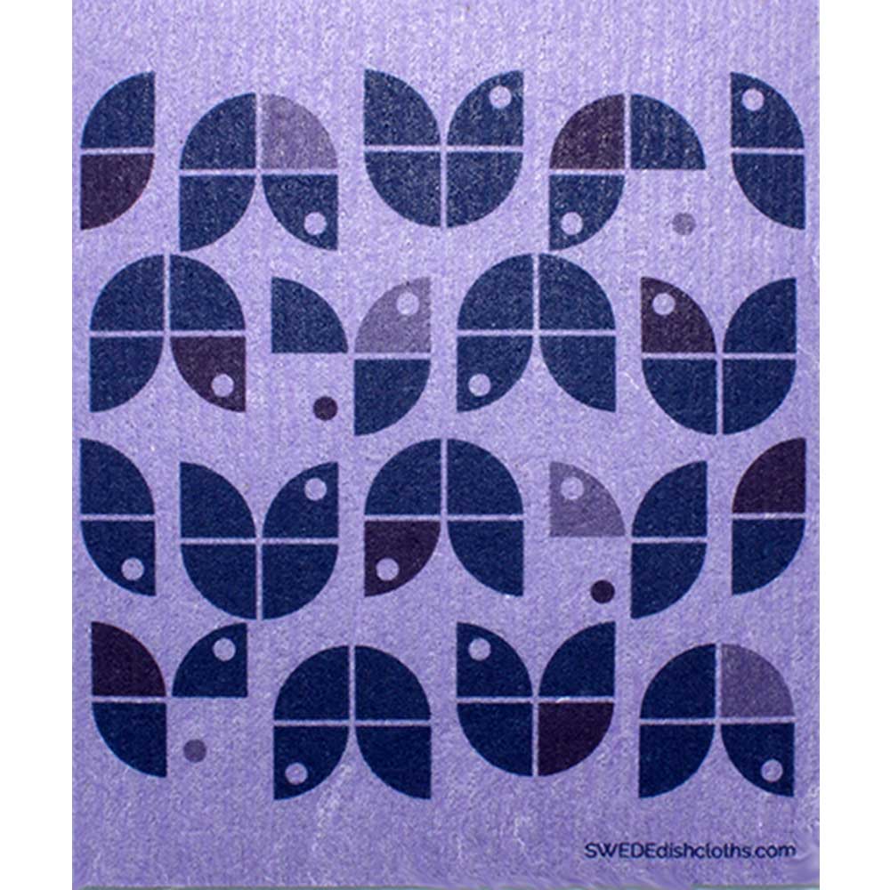 Swedish Dishcloth Geo Flowers Purple on Purple Spongecloth