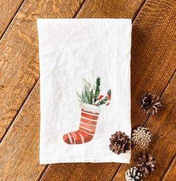 Christmas Stocking Cotton Tea Towel