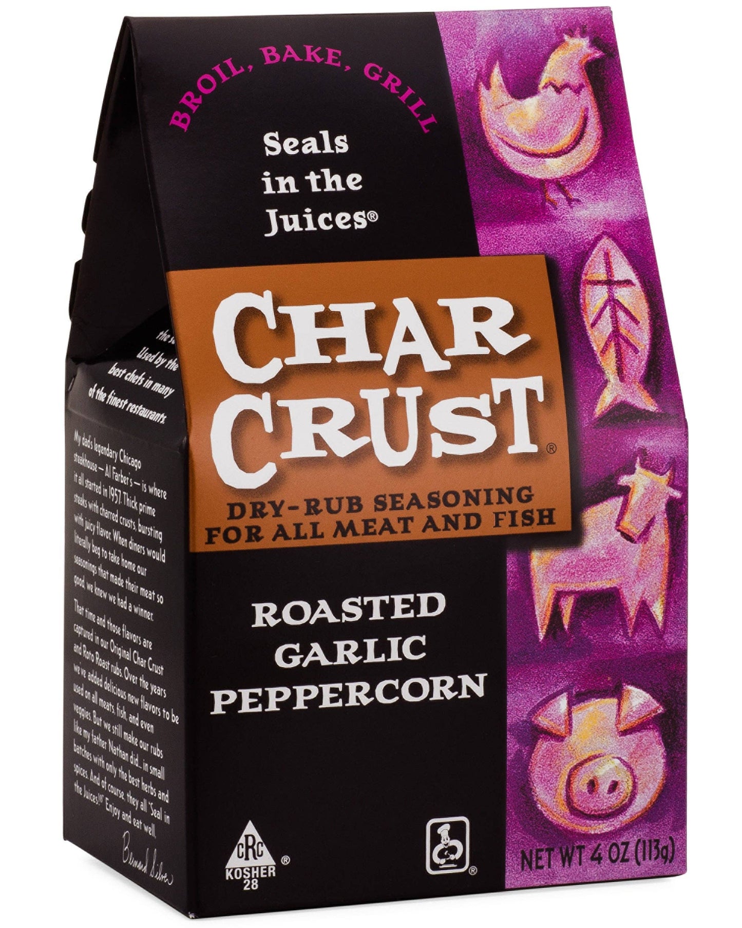 Char Crust Dry-Rub Seasoning Roasted Garlic Peppercorn (6 pa